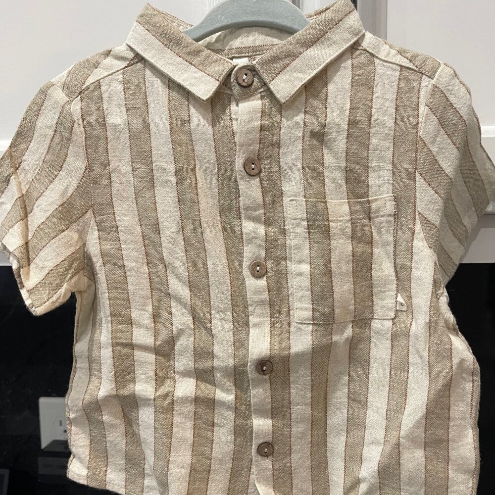 Rylee + Cru collared short sleeve shirt in Autumn stripe -size 18-24M - Picture 1 of 3